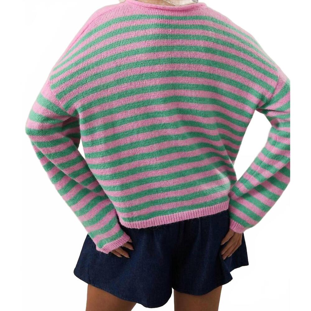 NEW AZALEA laurel henley sweater in pink/mint - Picture 3 of 4